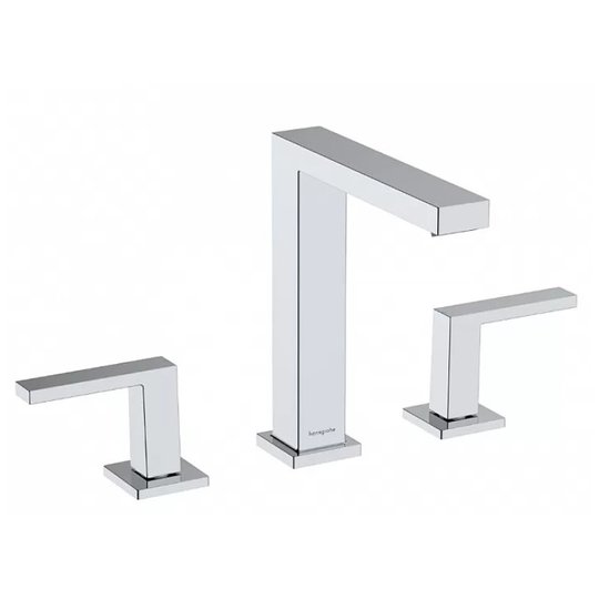 Смеситель для раковины на 3 отверстия с донным клапаном push-open Hansgrohe Tecturis E 150, хром (73030000) Для раковины Хром
