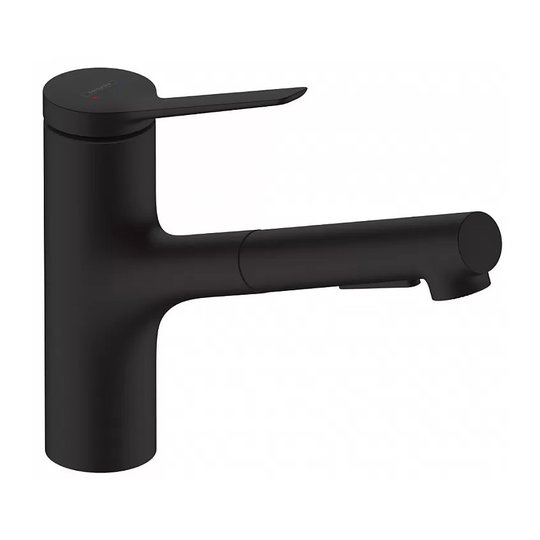 Смеситель для кухни с выдвижным изливом Hansgrohe Zesis M33 150, черный матовый (74820670) Для кухни Черный матовый