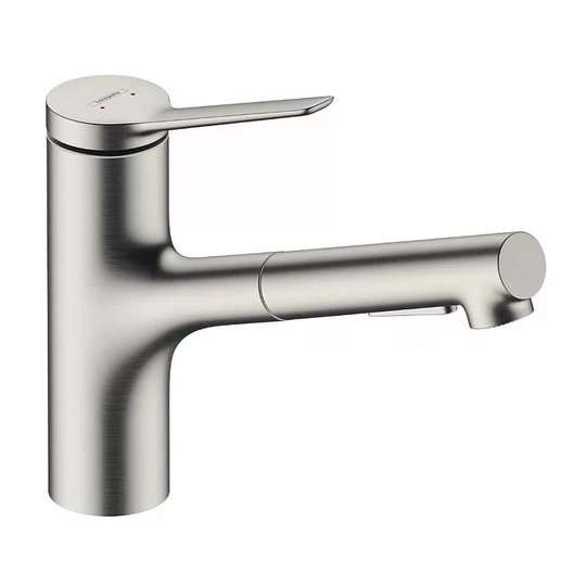 Змішувач для кухні з висувним виливом Hansgrohe Zesis M33 150, нержавіюча сталь (74820800) Для кухні Нержавіюча сталь