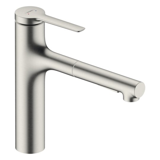 Смеситель для кухни с выдвижным изливом Hansgrohe Zesis M33 160, нержавеющая сталь (74822800) Для кухни Нержавеющая сталь