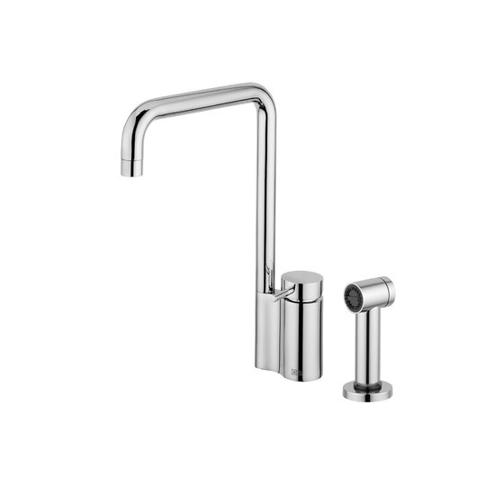 Змішувач для кухні з висувним ручним душем Quadro Design Brass, хром (95 + DC039. 2 CR) Для кухні Хром