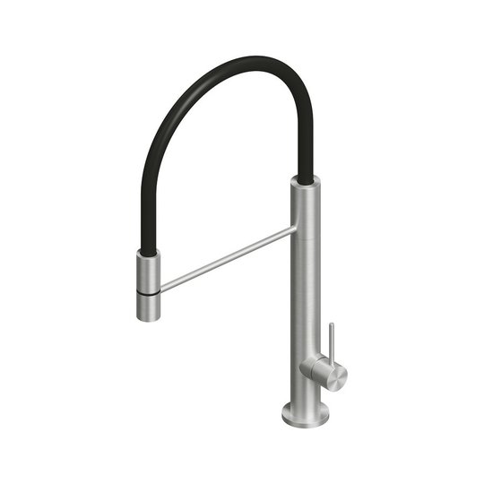 Смеситель для кухни с ручным душем Quadro Design Inox, нерж. сталь (398 AS) Для кухни Нерж. сталь