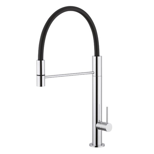 Змішувач для кухні з гнучким виливом Quadro Design Brass, хром (398 CR) Для кухні Хром