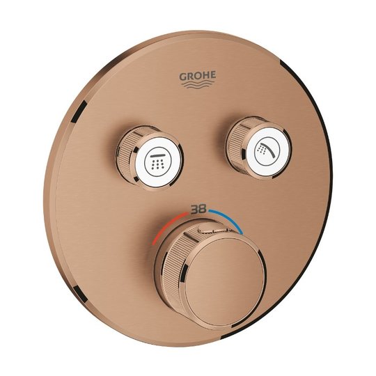 Термостатический смеситель на 2 потребителя Grohe Grohtherm SmartControl, теплый закат матовый (29119DL0) Для ванны, Для душа Медь матовая