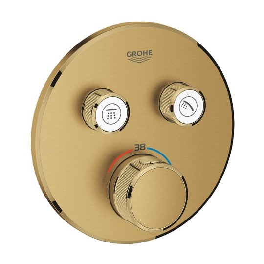 Термостатический смеситель на 2 потребителя Grohe Grohtherm SmartControl, холодный рассвет матовый (29119GN0) Для ванны, Для душа Золото матовый