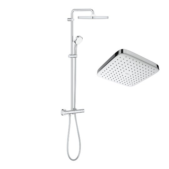 Душевая стойка с термостатом Grohe Tempesta Cosmopolitan System 250 Cubе, хром (26689000) Душевые стойки Хром