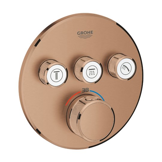 Термостат для встраиваемого монтажа на 3 потребителя Grohe Grohtherm SmartControl, теплый закат матовый (29121DL0) Для ванны, Для душа Медь матовая