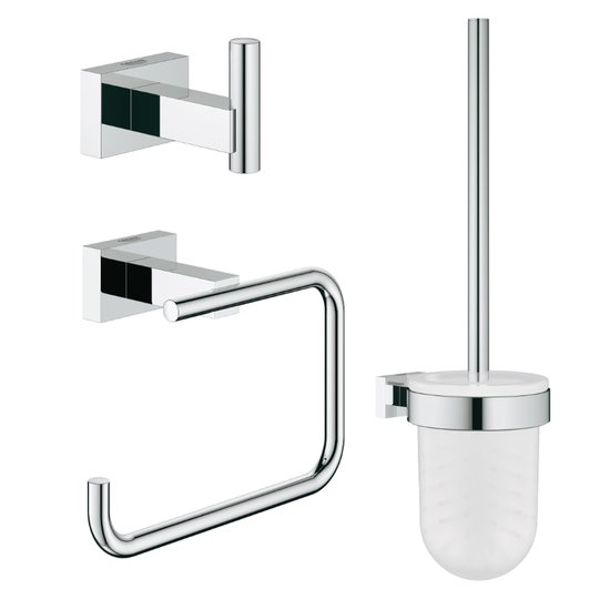 Набор аксессуаров для ванной комнаты Grohe Essentials Cube, хром (40757001) Бумагодержатели, Ершики для унитаза, Крючки для халатов и полотенец Grohe