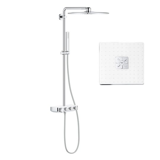 Душевая система с термостатом Grohe Euphoria SmartControl System 310 Cube Duo, белый (26508LS0) Душевые стойки Белый