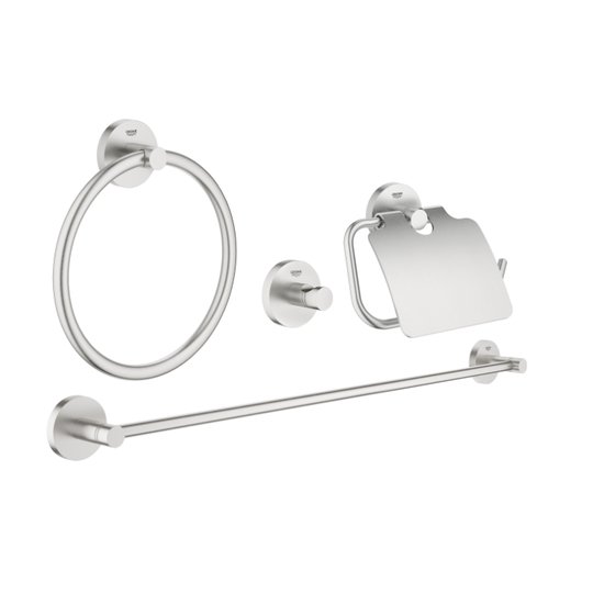 Набор аксессуаров для ванной комнаты 4в1 Grohe Essentials, суперсталь (40776DC1) Бумагодержатели, Крючки для халатов и полотенец, Полотенцедержатели Grohe