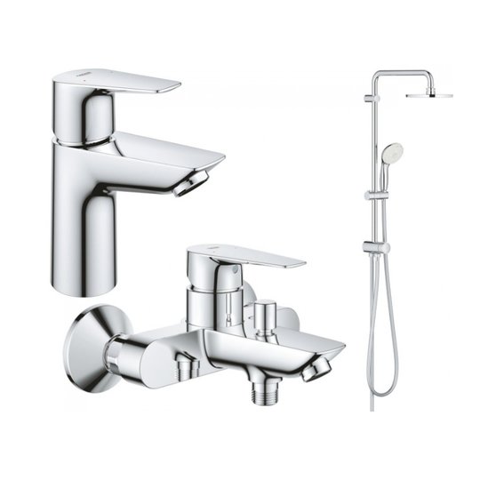 Набор смесителей для ванны с душевой стойкой Grohe BauEdge, хром (UA12336TS0) 