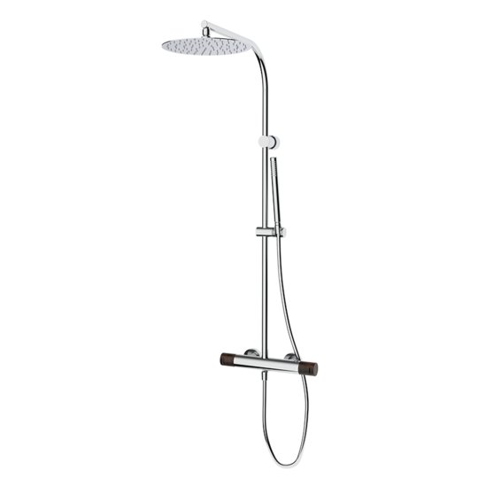 Душевая стойка с однорычажным смесителем GRB Cool, хром/орех (90499909XL) Душевые стойки Хром/орех