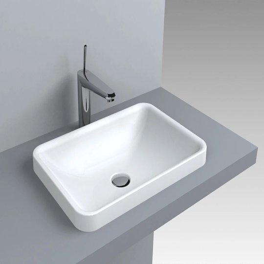 Раковина встраиваемая Fancy Marble Aino 550, белый (2905101) Встраиваемые сверху Прямоугольные