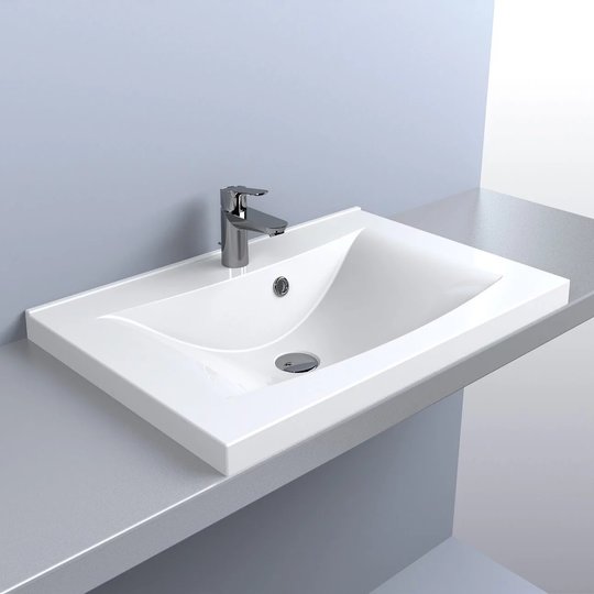 Раковина накладная Fancy Marble Lucia 700, белый матовый (1306103) На столешницу Прямоугольные