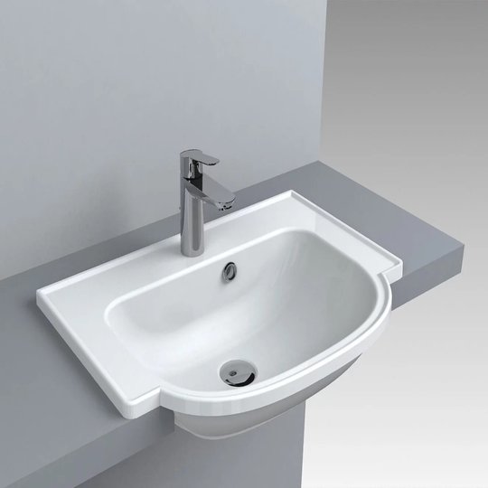 Раковина встраиваемая Fancy Marble Alva 600, белый (3006101) Встраиваемые сверху Прямоугольные