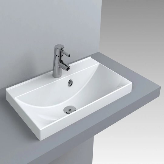 Раковина встраиваемая Fancy Marble Dora 600, белый (8306101) Встраиваемые сверху Прямоугольные