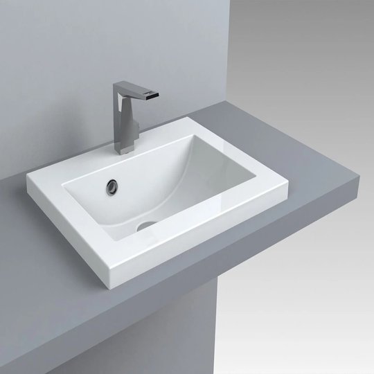 Раковина встраиваемая Fancy Marble Jody 500, белый матовый (1605103) Встраиваемые сверху Прямоугольные