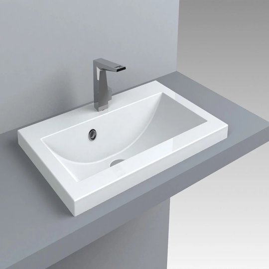 Раковина встраиваемая Fancy Marble Jody 600, белый (1606101) Встраиваемые сверху Прямоугольные
