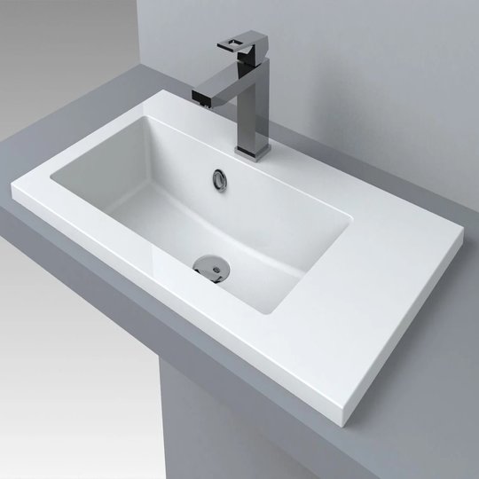 Раковина встраиваемая Fancy Marble Josefine Slim 700L, белый матовый (5507203) Встраиваемые сверху Прямоугольные