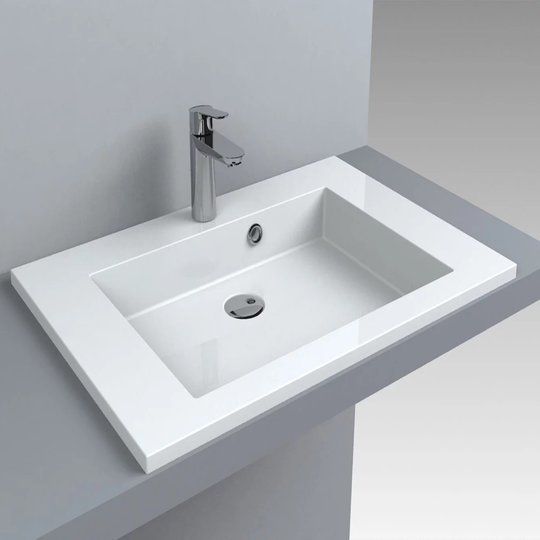 Раковина встраиваемая Fancy Marble Laura 700, белый (6107101) Встраиваемые сверху Прямоугольные
