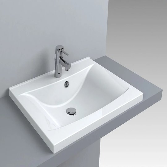 Раковина встраиваемая Fancy Marble Lucia 600, белый (1306101) Встраиваемые сверху Прямоугольные