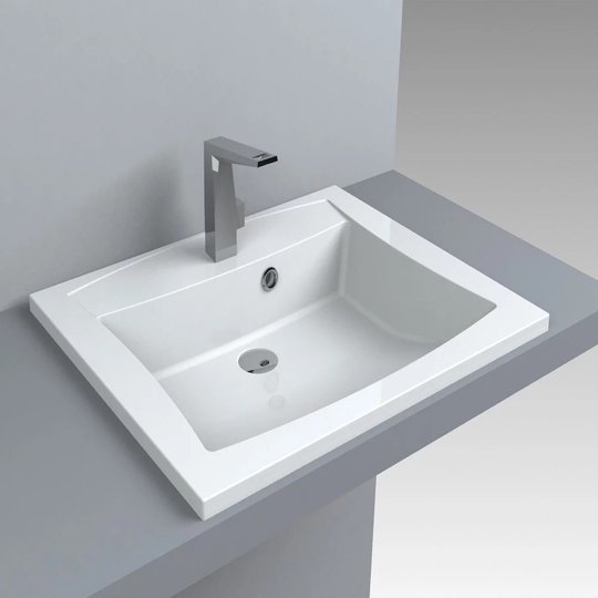 Раковина встраиваемая Fancy Marble Michelle 600, белый матовый (2606103) Встраиваемые сверху Прямоугольные