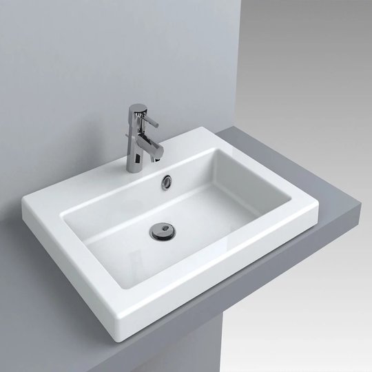 Раковина встраиваемая Fancy Marble Pauline 600, белый (2506101) Встраиваемые сверху Прямоугольные