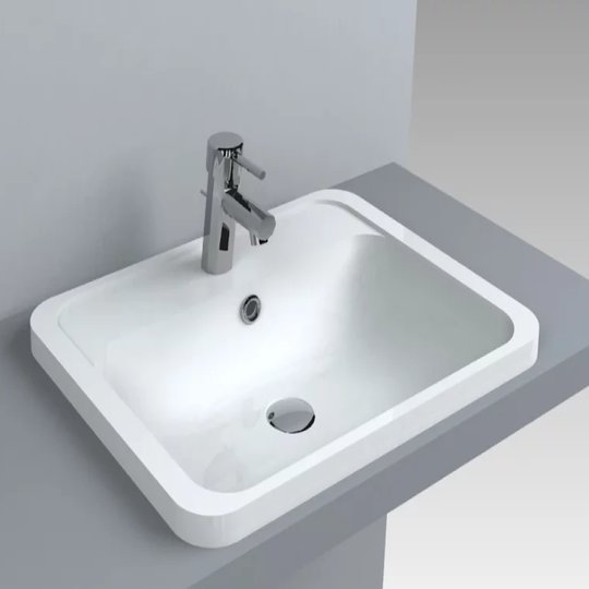 Раковина встраиваемая Fancy Marble Tiffany 550, белый матовый (4806103) Встраиваемые сверху Прямоугольные