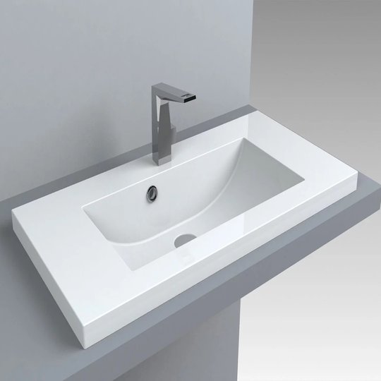 Раковина встраиваемая Fancy Marble Jody 800, белый матовый (1608103) Встраиваемые сверху Прямоугольные