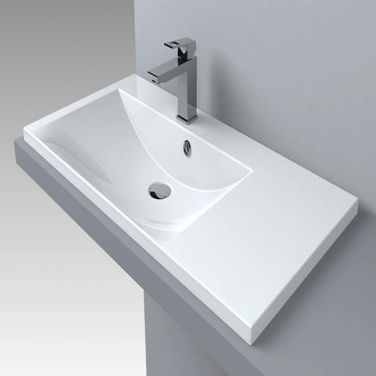 Раковина встраиваемая Fancy Marble Amelia 900L, белый (709201) Встраиваемые сверху Прямоугольные