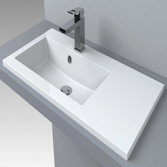Раковина встраиваемая Fancy Marble Josefine Slim 800L, белый (5508201) Встраиваемые сверху Прямоугольные