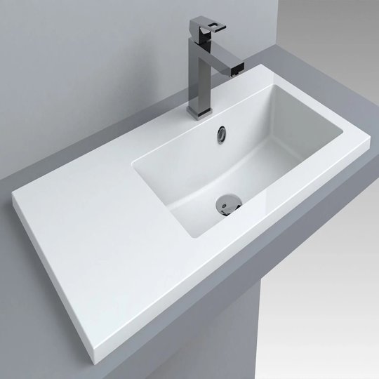 Раковина встраиваемая Fancy Marble Josefine Slim 800R, белый (5508301) Встраиваемые сверху Прямоугольные