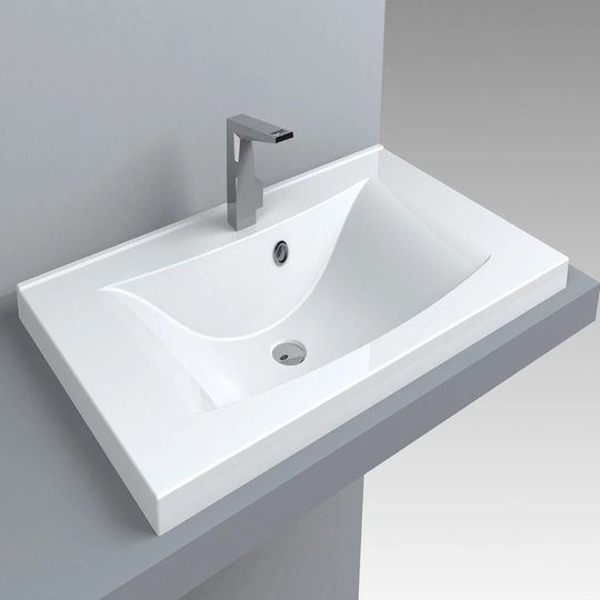 Раковина встраиваемая Fancy Marble Lucia 800, белый матовый (1308103) Встраиваемые сверху Прямоугольные