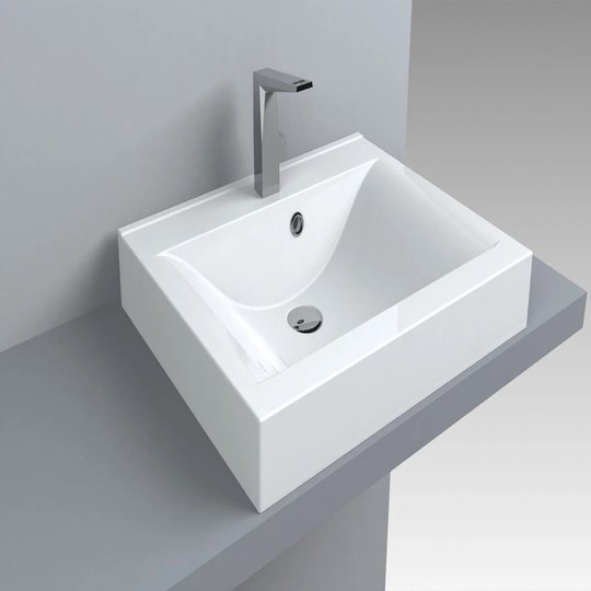 Раковина накладная Fancy Marble Nadja 600, белый (206101) На столешницу, Подвесные Прямоугольные