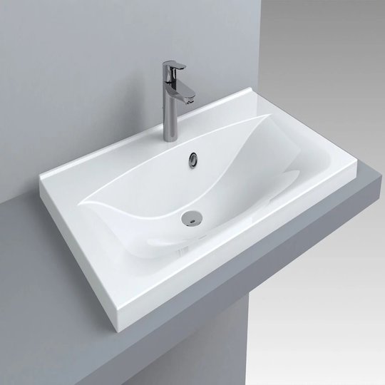 Раковина встраиваемая Fancy Marble Yonna 800, белый (608101) Встраиваемые сверху Прямоугольные