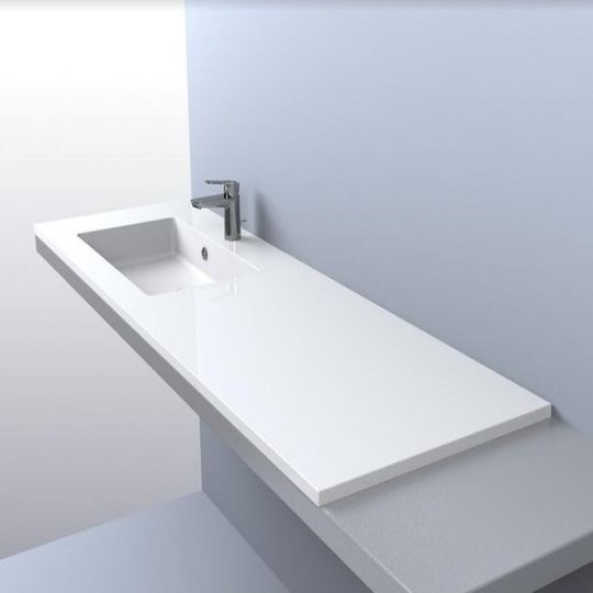 Раковина встраиваемая Fancy Marble Linda 1500 L, белый (9515401) Встраиваемые сверху Прямоугольные