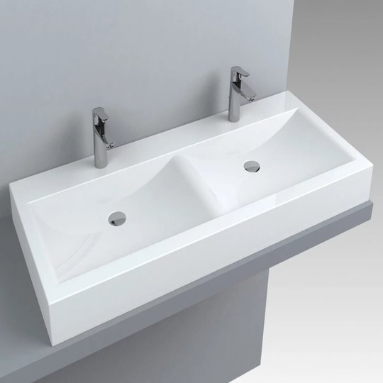 Раковина накладная двойная Fancy Marble Lily 1200 D, белый (4212201) На столешницу, Подвесные Прямоугольные