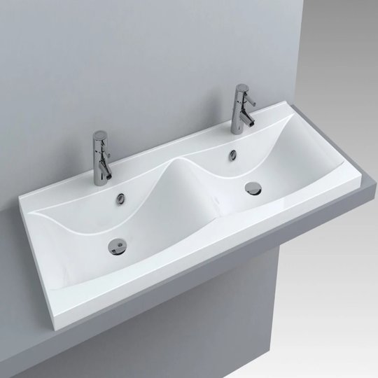 Раковина встраиваемая двойная Fancy Marble Lucia 1200D, белый матовый (1312203) Встраиваемые сверху Прямоугольные
