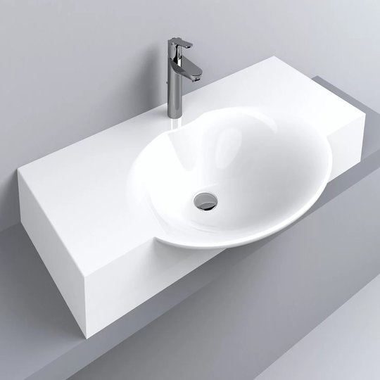 Раковина накладная Fancy Marble Carme 980, белый матовый (3410103) На столешницу, Подвесные Овальные, Прямоугольные