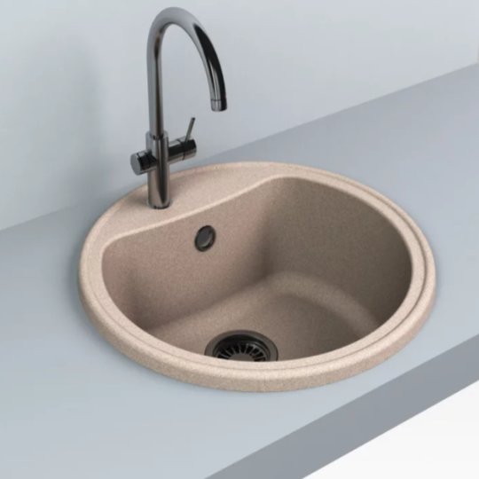 Кухонная мойка 49х49 см Fancy Marble Texas, песочный (101057001) Врезные сверху Круглые Песочный