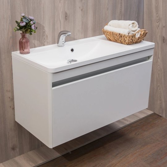 Мебельный комплект Fancy Marble Aspen 100 с раковиной Sacramento 1000L, белый (Aspen 100 Б) Fancy Marble Мебельные комплекты
