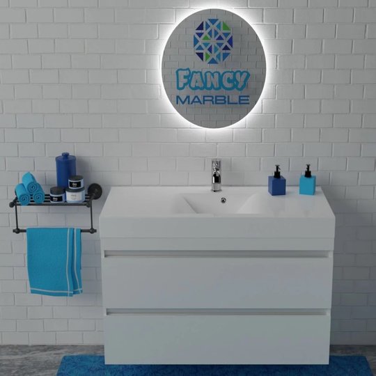 Тумба подвесная под раковину, 120х71 см Fancy Marble Barbados C-Line, белый матовый (Barbados CL М*) Fancy Marble Тумбы