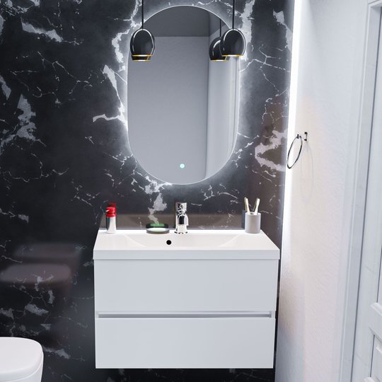 Меблевий комплект Fancy Marble Rodos 80 з раковиною Selina 800, білий матовий (ШН-Rodos 800 м Do) Fancy Marble Меблеві комплекти