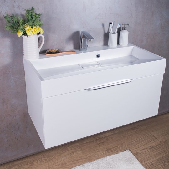Меблевий комплект Fancy Marble Bermuda 1 з раковиною Ashley 900C, білий (Bermuda-1 Б Ash) Fancy Marble Меблеві комплекти