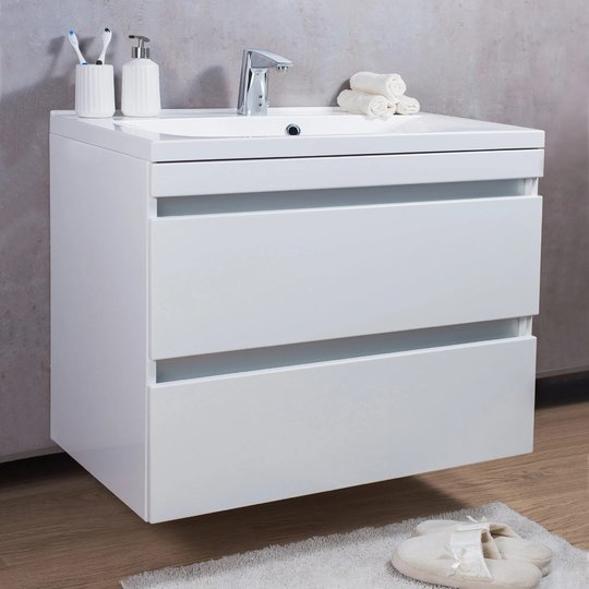 Мебельный комплект Fancy Marble Borneo 80 с раковиной Yonna 800C, белый (Borneo 800 Б Yo) Fancy Marble Мебельные комплекты