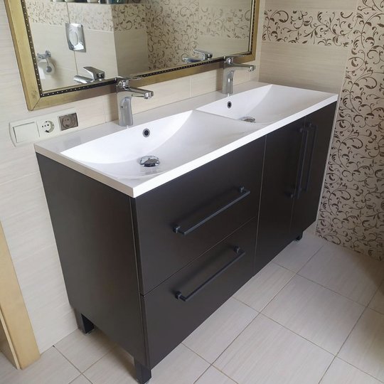 Меблевий комплект Fancy Marble Cuba 1200 з раковиною Amelia 1200D, графіт матовий (Cuba 1200 з) Fancy Marble Меблеві комплекти