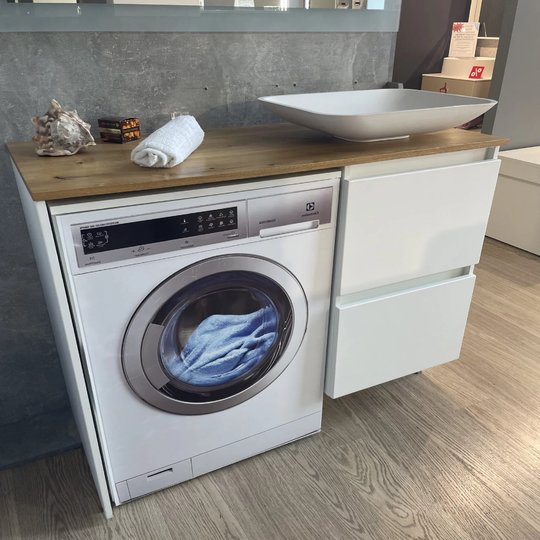 Тумба подвесная 120 см под умывальник и стиральную машину Fancy Marble Ali, белый (Ali-120 Б) Fancy Marble Тумбы