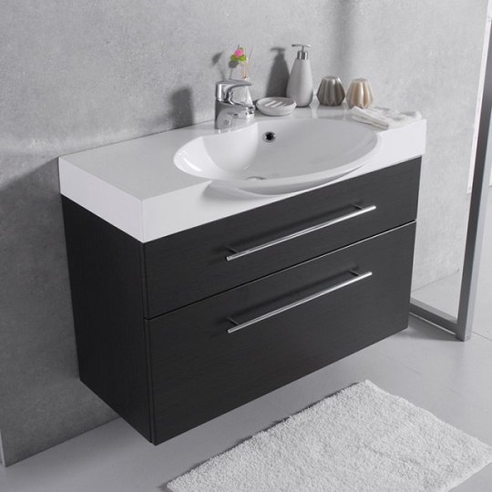 Меблевий комплект Fancy Marble Sumatra 80-2 з раковиною Carme 800, графіт матовий (ШН-Sumatra 80-2 з) Fancy Marble Меблеві комплекти