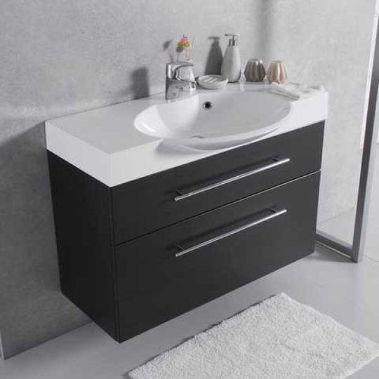 Меблевий комплект Fancy Marble Sumatra 98-2 з раковиною Carme 980, графіт матовий (ШН-Sumatra 98-2 з) Fancy Marble Меблеві комплекти