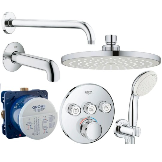 Термостатическая душевая система для ванны Grohe Grohtherm SmartControl, хром (UA3461402L) Душевые комплекты (системы) Хром